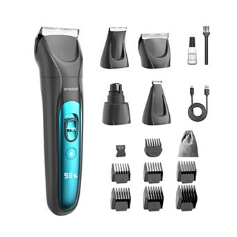 Oneisall 4 in 1 Dog Hair Clipper Kit 2000mAh For Full Body Paw Trimmer Nail Grinder LED Light