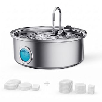 Oneisall 7L 236oz Large Dog Water Fountain For Dog Cat Multii-Pet Stainless Steel Bowl
