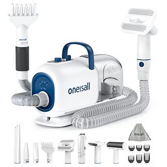 Oneisall 8 in 1 Professional Dog Grooming Vacuum Kit with Dryer Clipper and Shedding Brush