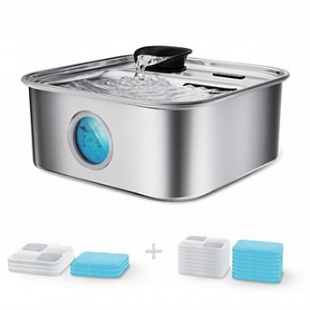 Oneisall 10L 338oz Large Dog Water Fountain Stainless Steel Bowl Multi-filtration For Multi-Pets
