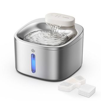 3.5L 118oz Cordless Cat Water Fountain Stainless Steel Automatic Pet Fountain 60 Days Battery