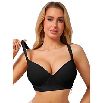 Women's Push Up Bra Underwire Full Coverage 5 Row Hook Back Smoothing Back Support Lingerie