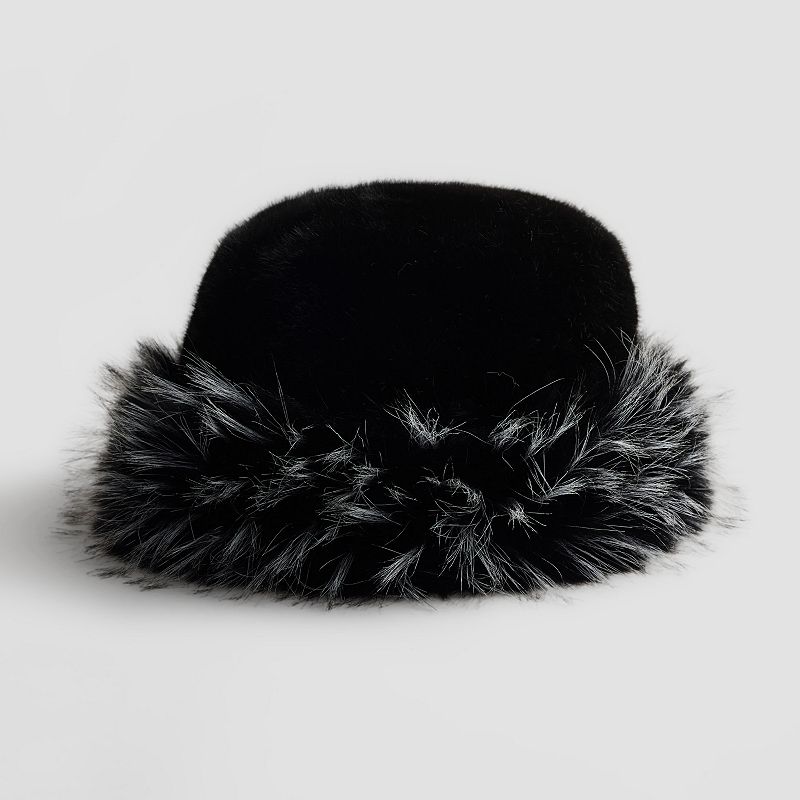 Women's Busbee Style Faux Fur Cloche Hat, Black