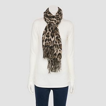 Women's Busbee Style Leopard Print Fringe Soft Wrap Scarf