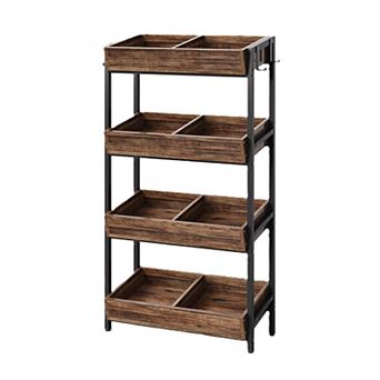 Tribesigns Wood Fruit Vegetable Storage Rack Stand, 4 tier Storage Organizer