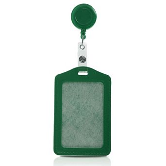 4.33"x2.76" Lanyards for ID Badges, PU Card Holder with Transparent Pull tab