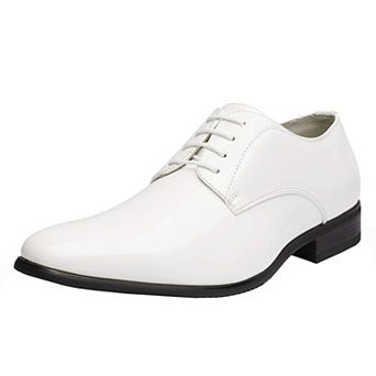 Men's White Faux Leather Oxfords