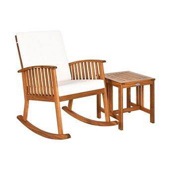 2 pc Acacia Wood Patio Rocking Chair Table Set
