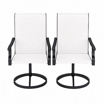 WOW PIONEER High Back 360 Degree Swivel Outdoor Mesh Patio Chairs Set of 2
