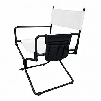 WOW PIONEER Leather Director Folding Chair with Cup Holder for Camping, Lawn and Outdoor Seating