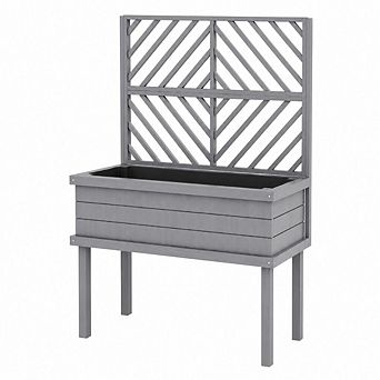 WOW PIONEER Elevated Raised Garden Bed with Trellis and Drainage Holes for Outdoor Plants