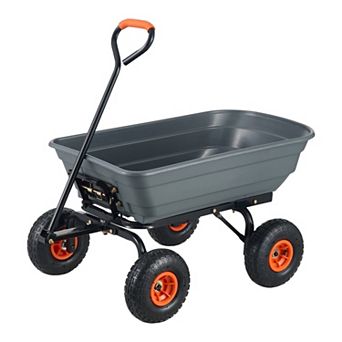 YIORTWO Poly Garden Dump Cart with 10 Inch Pneumatic Tires 600 lbs Capacity Wagon