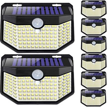 120 LED solar wall lights with motion sensor, 3 lighting modes, outdoor security lights, 8-pack