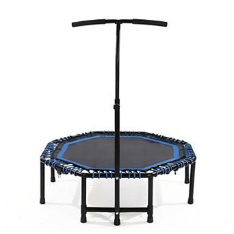 KWPZQEB 48" Foldable Fitness Trampoline with Adjustable Handlebar & Durable Bungee Ropes for Adults