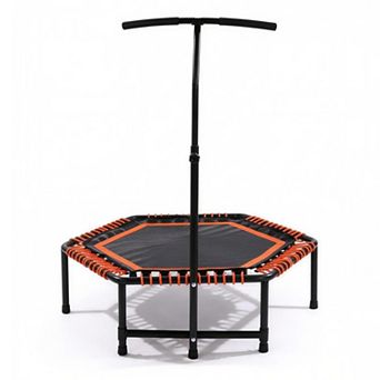 KWPZQEB 48" Mini Fitness Trampoline with Adjustable Handle Bar & Bungee Ropes for Home & Gym