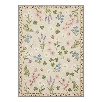 GENIMO Wildflower Butterfly Botanical Area Rug, Washable Rug for Living Room Bedroom Entryway