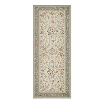 GENIMO Vintage Floral Border Area Rug Botanical Vine Washable Indoor Rug for Living Room Bedroom