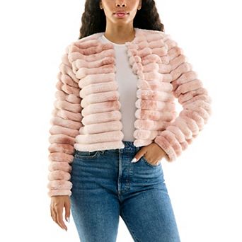 Women's Nina Leonard Long Sleeve Faux Fur Bolero Sweater Jacket