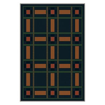 GENIMO Geometric Block Plaid Area Rug, Grid Washable Rug for Living Room Bedroom
