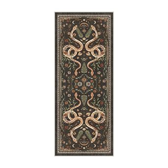 GENIMO Celestial Snake Floral Area Rug, Moon Star Washable Rug for Living Room Bedroom