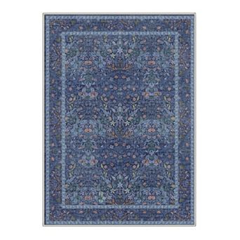 GENIMO Vintage Morris Floral Area Rug, Botanical Washable Rug for Living Room Bedroom