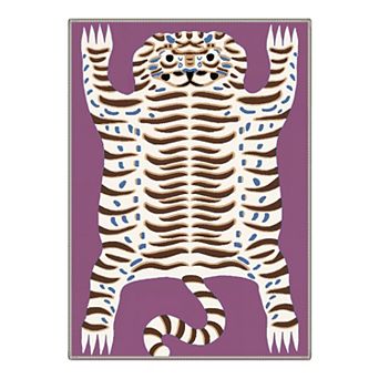 GENIMO Cartoon Tiger Hide Area Rug, Animal Print Washable Rug for Living Room Bedroom