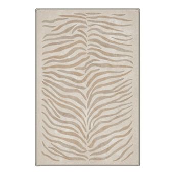 GENIMO Zebra Print Area Rug, Animal Stripe Pattern Washable Rug for Living Room Bedroom
