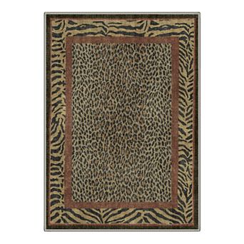 GENIMO Vintage Animal Print Area Rug, Leopard Zebra Pattern Washable Rug for Living Room Bedroom