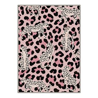 GENIMO Leopard Print Area Rug, Animal Pattern Washable Rug for Living Room Bedroom