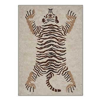 GENIMO Vintage Tiger Hide Area Rug, Animal Stripe Pattern Washable Rug for Living Room Bedroom