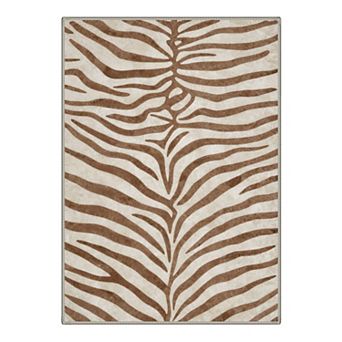 GENIMO Zebra Stripe Area Rug, Animal Pattern Washable Rug for Living Room Bedroom