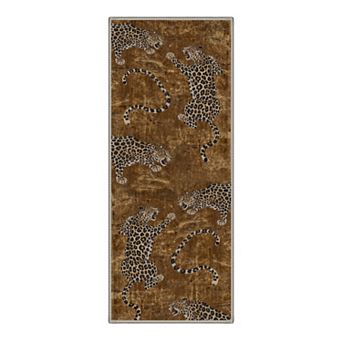 GENIMO Vintage Fighting Leopard Area Rug, Animal Print Washable Rug for Living Room Bedroom