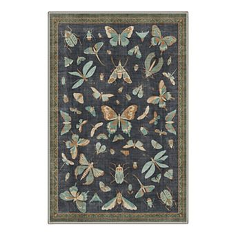 GENIMO Vintage Butterfly Insect Print Decorative Washable Area Rug