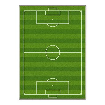 GENIMO Soccer Field Area Rug, Green Football Pitch Pattern Washable Rug for Kids Bedroom Playroom