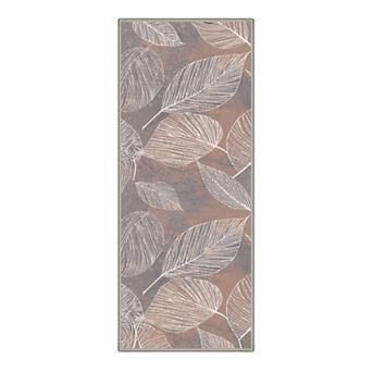 GENIMO Vintage Line Leaf Area Rug, Botanical Sketch Washable Rug for Living Room Bedroom