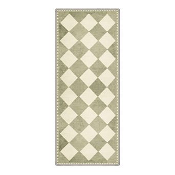 GENIMO Vintage Checkered Diamond Washable Area Rug