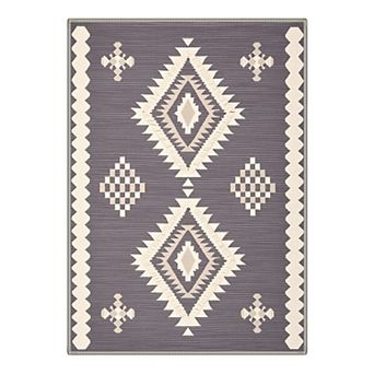 GENIMO Washable Southwestern Diamond Rug, Boho Checkered Carpet, Non Slip Low Pile Rug