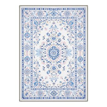 GENIMO Washable Oriental Floral Area Rug, Non Slip Low Pile Stain Resistant Carpet