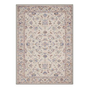 GENIMO Washable Vintage Floral Area Rug, Non Slip Low Pile Stain Resistant Carpet for Living Room