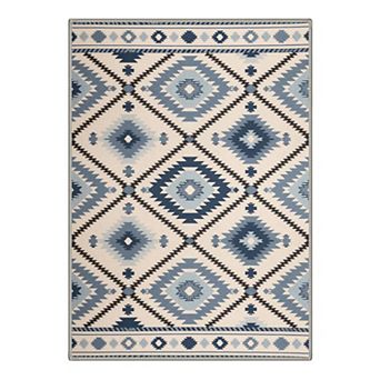 GENIMO Washable Southwestern Diamond Area Rug, Non Slip Low Pile Stain Resistant Carpet