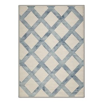 GENIMO Washable Lattice Trellis Area Rug, Non Slip Low Pile Stain Resistant Carpet