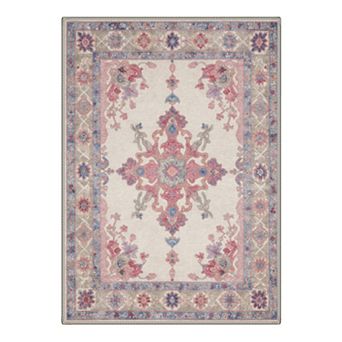 GENIMO Washable Medallion Oriental Area Rug, Non Slip Low Pile Stain Resistant Carpet