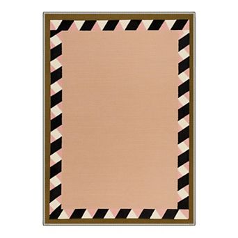GENIMO Washable Geometric Border Area Rug, Non Slip Low Pile Stain Resistant Carpet