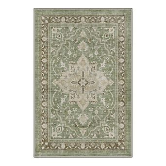 GENIMO Washable Soft Medallion Area Rug, Non Slip Low Pile Stain Resistant Carpet