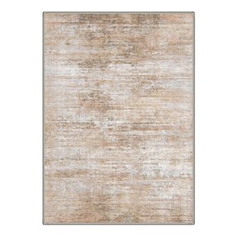 GENIMO Washable Abstract Linear Rug, Distressed Brushstroke Carpet, Non Slip Low Pile Rug