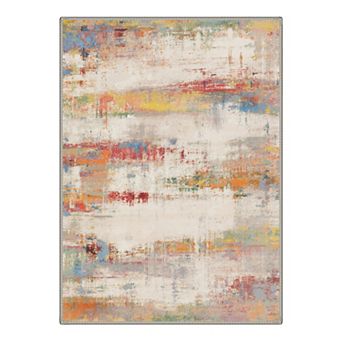 GENIMO Washable Abstract Painterly Area Rug, Non Slip Low Pile Stain Resistant Carpet
