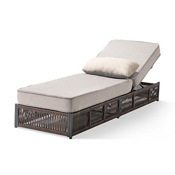 Outdoor Chaise Lounge Chairs for Outside Patio Adjustable Backrest Lounger with Thick Cushions