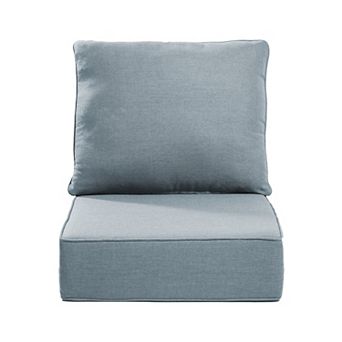 2 pc 6inch Thick 24" x 24" Deep Seat Cushion & Back Pillow with Removable Covers Outdoor