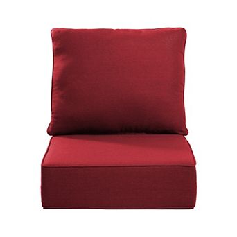 2 pc 6inch Thick 24" x 24" Deep Seat Cushion & Back Pillow with Removable Covers Outdoor
