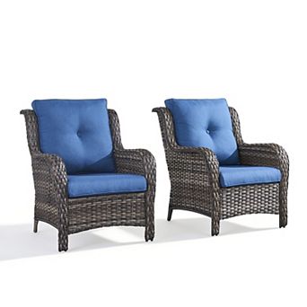 Outdoor Furniture Set of 2 Modern Chairs, Patio Conversation Sets for Yard, PE Rattan